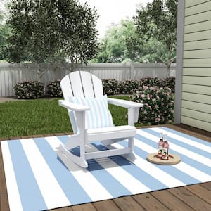 Laguna Fade Resistant Outdoor Patio HDPE Poly Plastic Adirondack Porch Rocking Chair in White