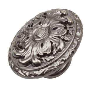 2 in. Dia Brushed Pewter Old World Ornate Oval Cabinet Knob (10-Pack)