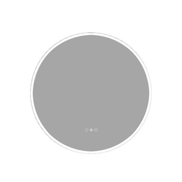 JimsMaison 24 in. W x 24 in. H Round Acrylic Framed Dimmable Wall Bathroom Vanity Mirror in Silver
