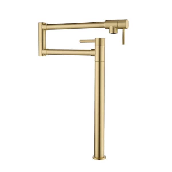 Deck Mount Pot Filler Faucet with Extension Shank in Brushed Gold