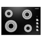 30 in. Electric Ceramic Glass Cooktop in Black with 4 Elements, Dual Zone Heating and Control Knobs