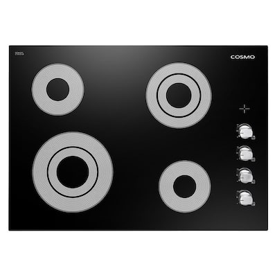 30 in. Electric Ceramic Glass Cooktop in Black with 4 Elements, Dual Zone Heating and Control Knobs