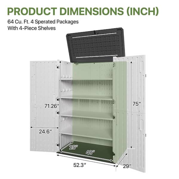 Sizzim Vertical 4.5 ft. W x 2.5 ft. D Resin Shed with 4-Piece