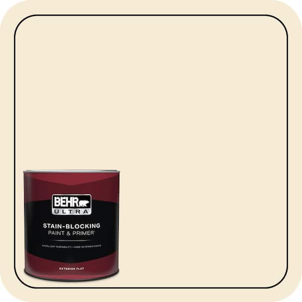 BEHR ULTRA 1 qt. #ICC-10 Vanilla Cream Flat Exterior Paint & Primer