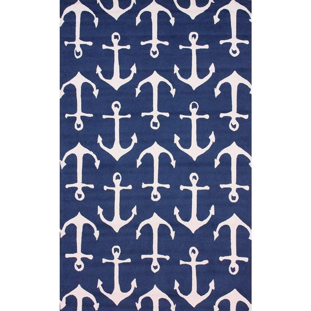 nuLOOM Nautical Anchors Navy 5 ft. x 8 ft. Indoor/Outdoor Patio Area
