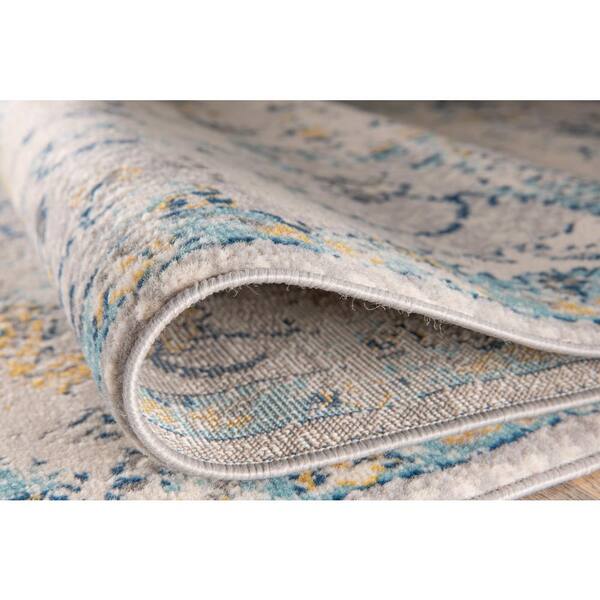 Bohemian Distressed Design 2 ft. x 7 ft. Blue Runner Rug