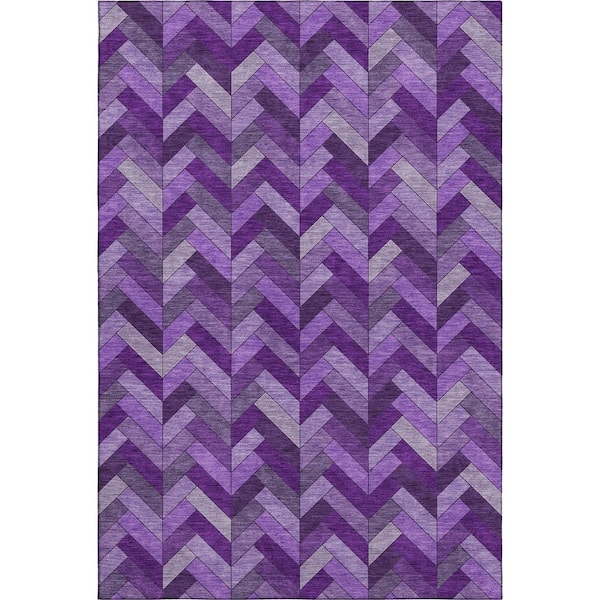 Mayfield Premium Machine Washable Abstract AMF2296 Purple 10 ft. x 14 ft. Area Rug