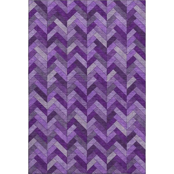 Mayfield Premium Machine Washable Abstract AMF2296 Purple 3 ft. x 5 ft. Area Rug