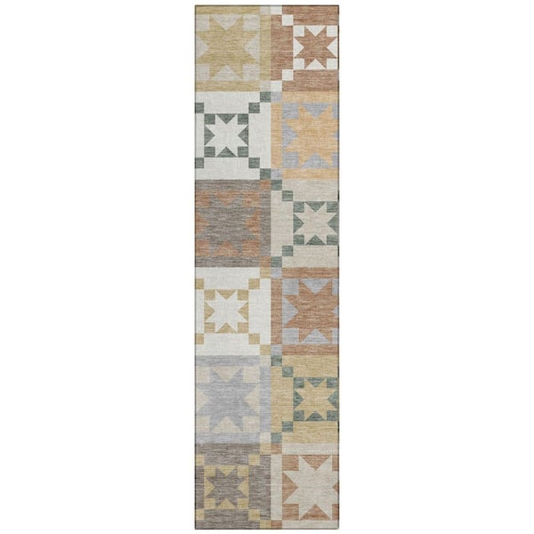 Chantille Machine Washable Indoor/Outdoor Abstract ACN2538 Ivory 2 ft. x 7 ft. Runner Rug