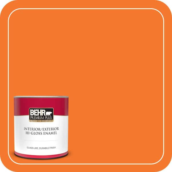 BEHR PREMIUM PLUS 1 qt. #230B-7 Kumquat Hi-Gloss Enamel Interior/Exterior Paint & Primer