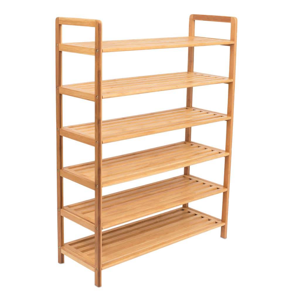 BirdRock Home 37.5 in. H 18-Pair 6-Tier Natural Bamboo Free Standing ...