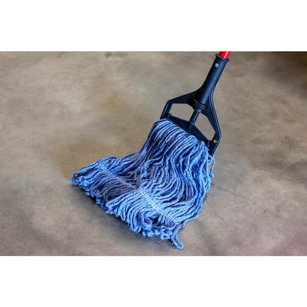 PACK 5 Heavy Duty Replacement  Floor Mop Head PUSH IN Socket Blue 100% COTTON 