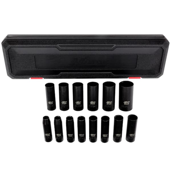 1/2 in. Drive Deep 11-30 mm Metric Impact Socket Set (14-Piece)