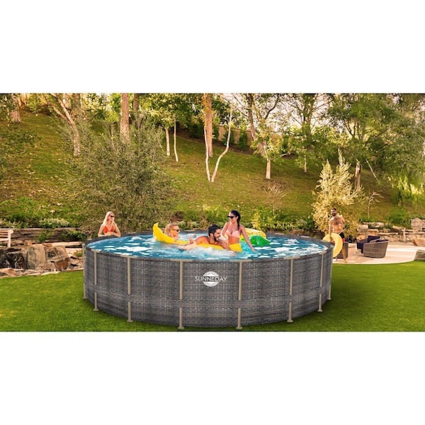 Sunneday 18 ft. Round x 52 in. D Rattan Soft-sided Oasis