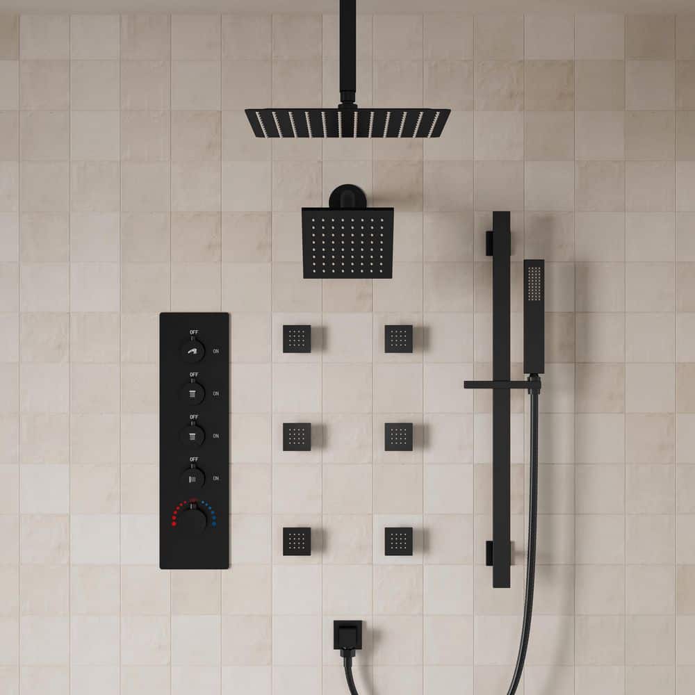 YAWWALK Thermostatic Valve 15-Spray 16 and 6 in. Dual Ceiling