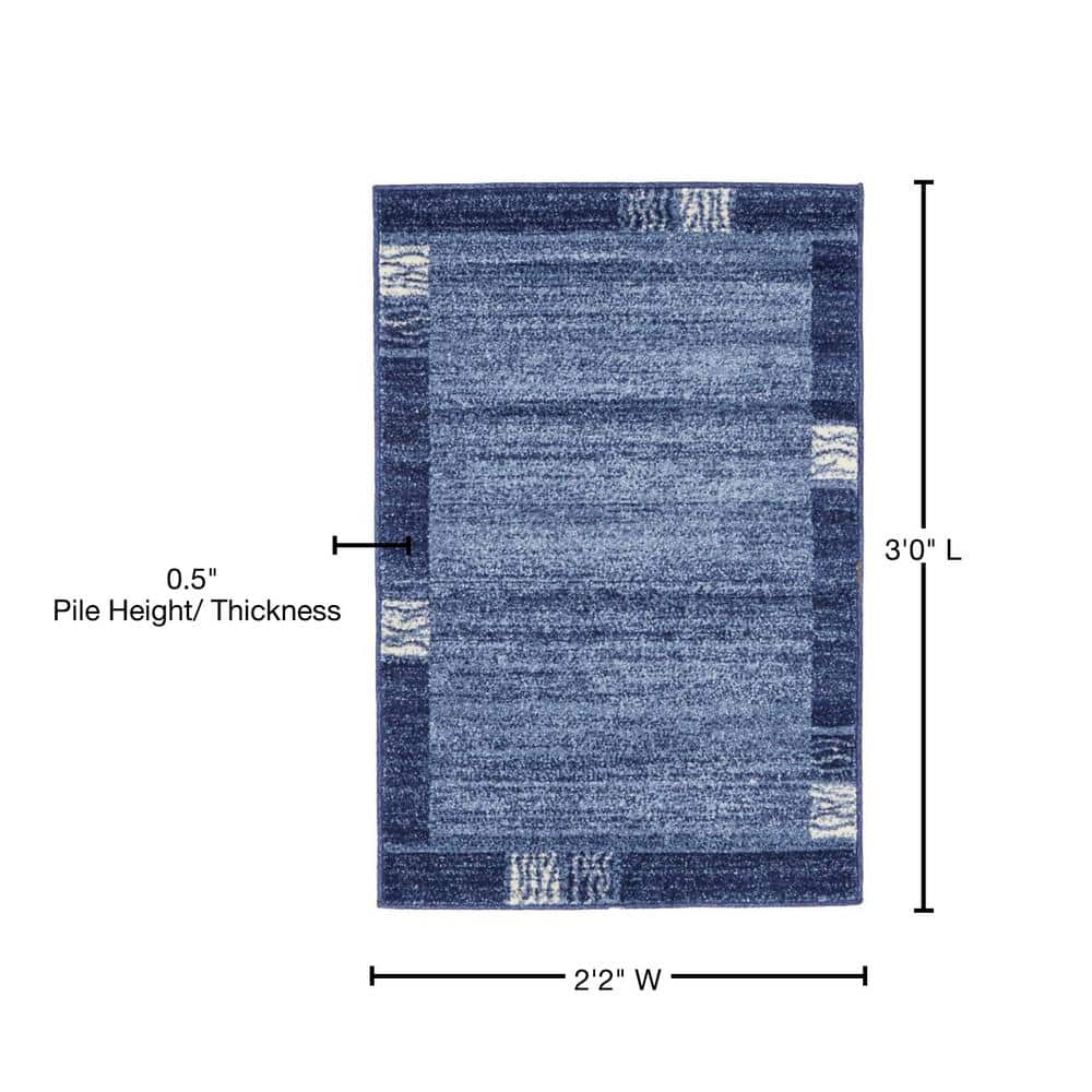 Light Blue Rectangular Tufted Stain-Resistant Synthetic Area Rug