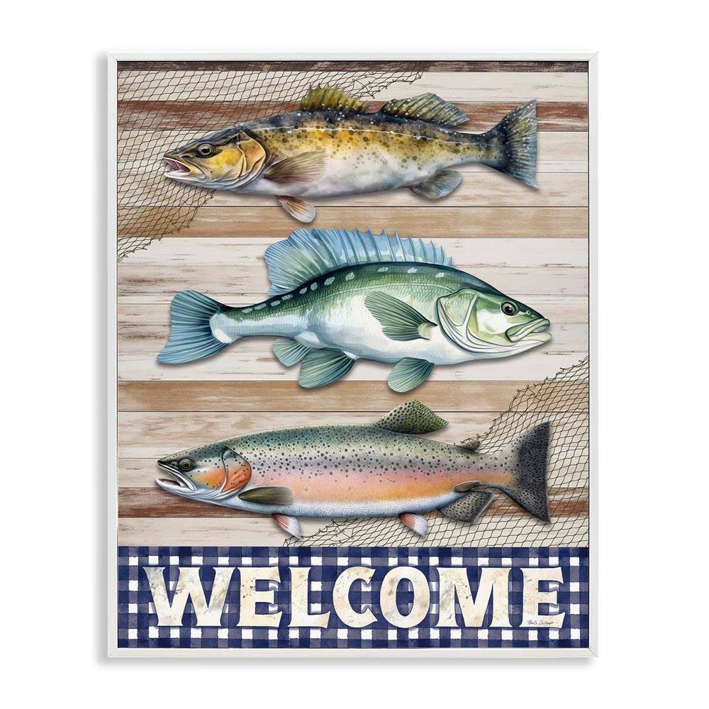 Welcome with Rustic Fish by Nicole DeCamp White Framed Animal Giclee Art Print 14 in. x 11 in. price history on PriceWatchPro