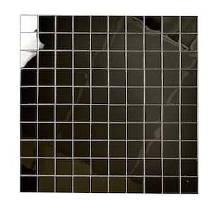 Modern Design Silver Square Mosaic 12 in. x 12 in. Stainless Steel Decorative Peel and Stick Tile (20 Sq. Ft./Case)