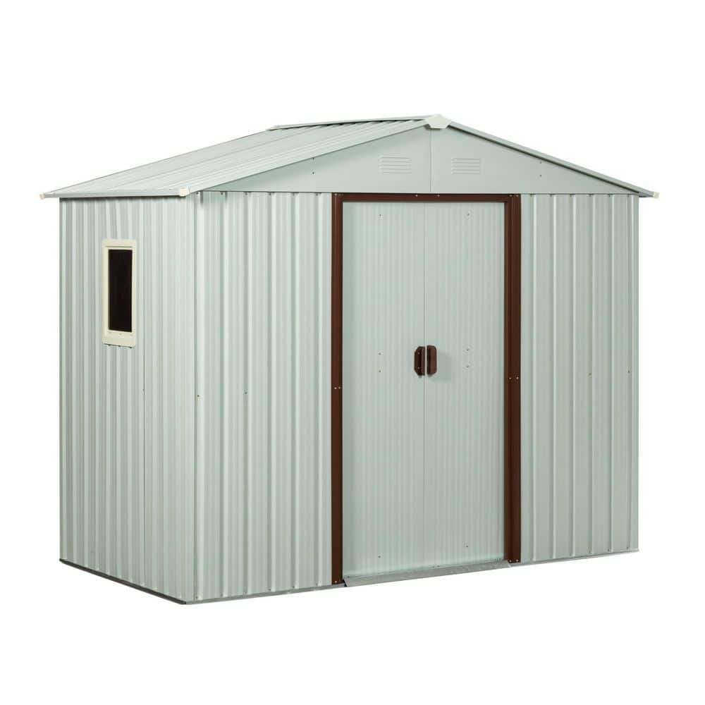 Outdoor Storage Shed 8 ft. W x 4 ft. D Metal Shed with Window and Foundation White (32 sq. ft. ) price history on PriceWatchPro