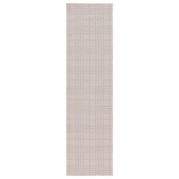 Martha Stewart Indoor Outdoor Ivory 2 ft. x 7 ft. Machine Washable Solid Crosshatch Indoor/Outdoor Runner Rug