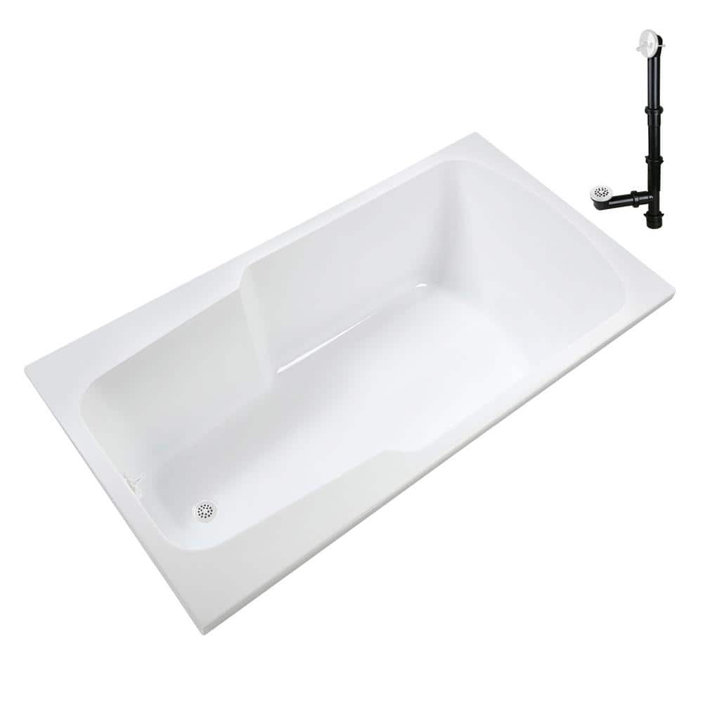 72'' x 36'' Glossy White Acrylic Soaking Drop-In Bathtub