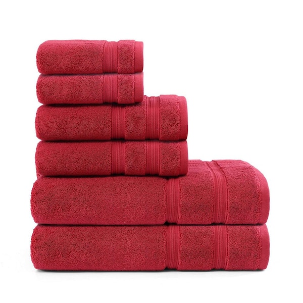 Harborside Scarlet Red 6-Piece Terry Cotton Towel Set