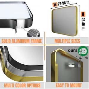 60 in. W x 36 in. H Rectangular Aluminum Framed Wall Bathroom Vanity Mirror in Gold