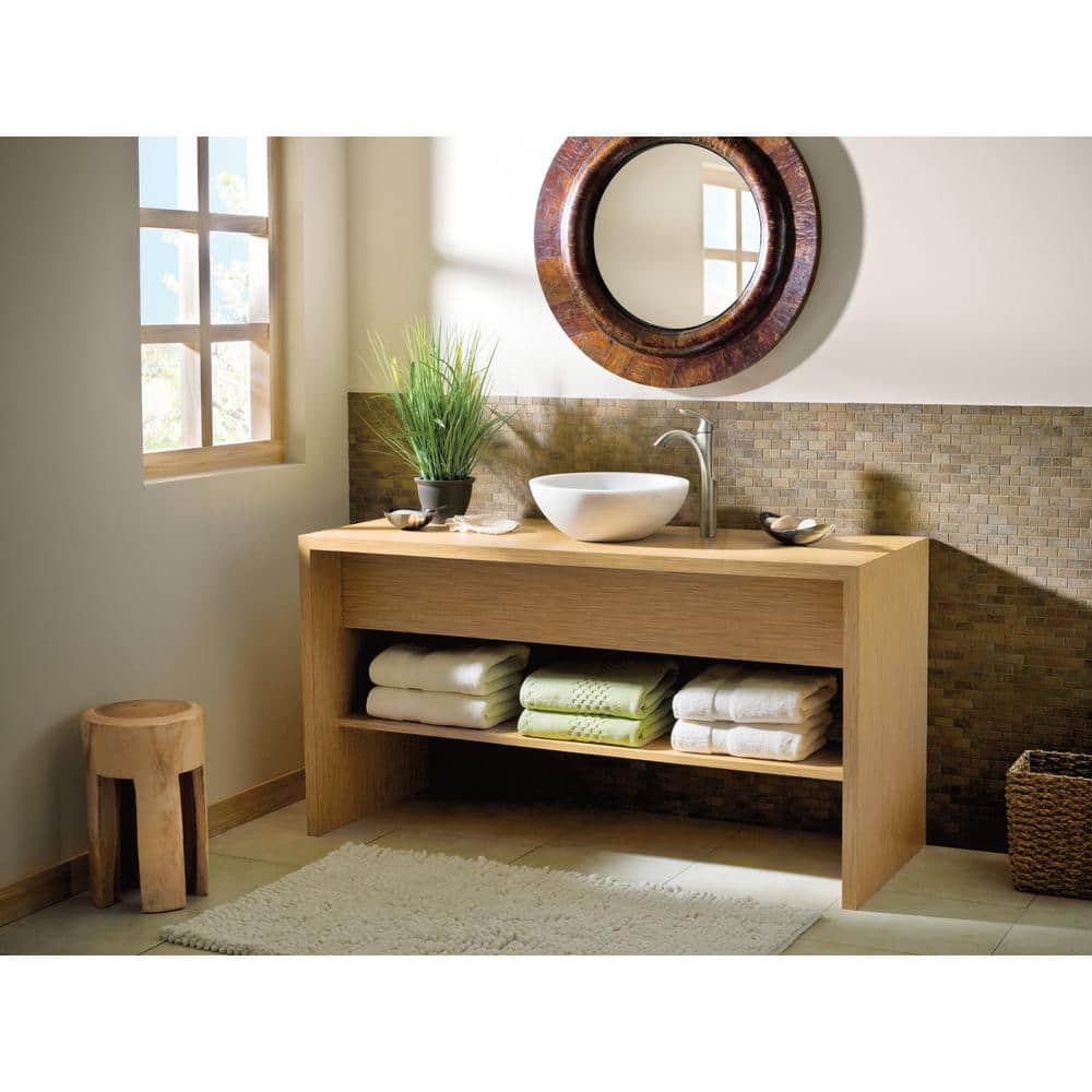 Eva Transitional High Arc Single Handle Vessel Faucet in Distressed Bronze