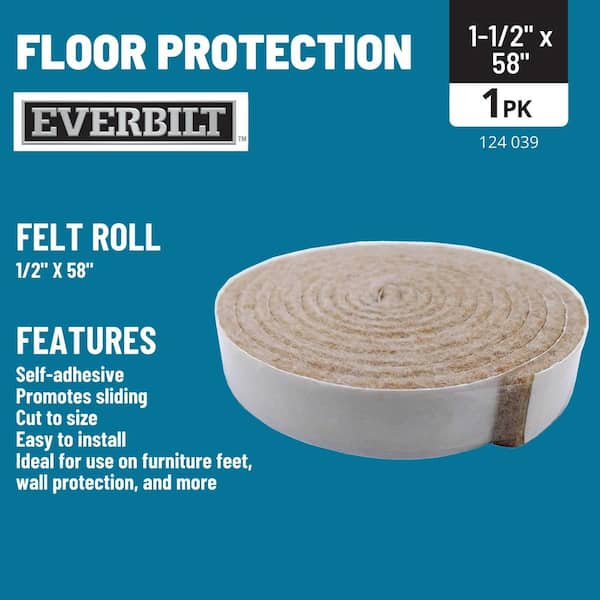 Everbilt 1/2 in. x 58 in. Beige Felt Strip Heavy-Duty Self-Adhesive  Furniture Pad 49818 - The Home Depot
