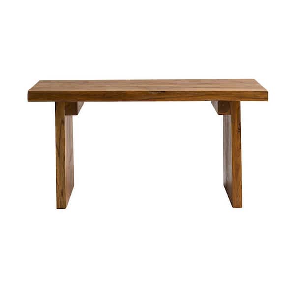 Evergreen 36 in. Live-Edge Teak Wood Outdoor Garden Bench