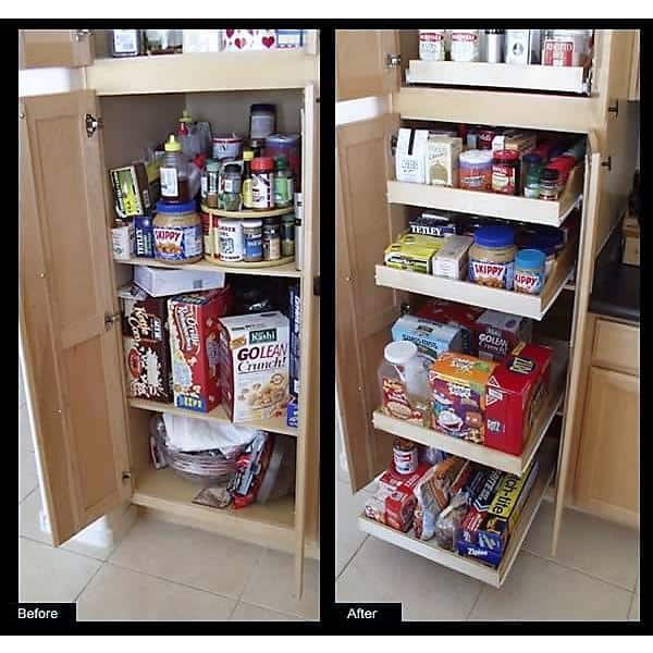 Rolling Shelves 21 In Express Pullout, Slide Out Kitchen Cabinet Storage Shelves