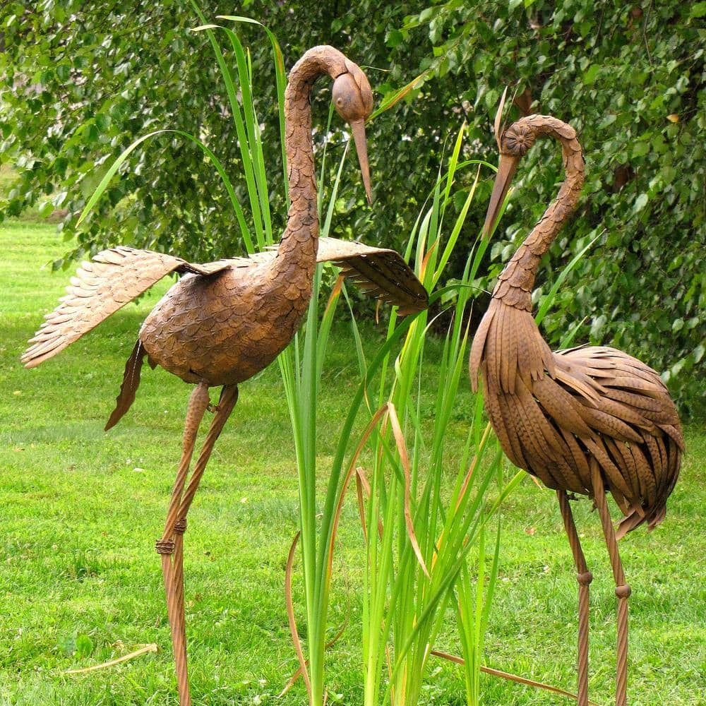 Zaer Ltd. International 58 in. Tall Rustic Dancing Herons Garden Statue ...