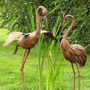 58 in. Tall Rustic Dancing Herons Garden Statue (Set of 2)