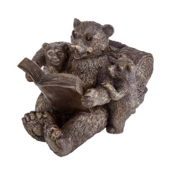 Smart Solar 8.1 in. H Reading Bear Family Solar Statue