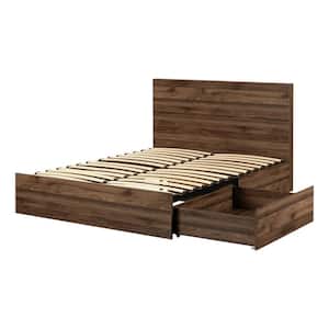 Misano Brown Particle Board Frame Queen Platform Bed with 2-Drawer