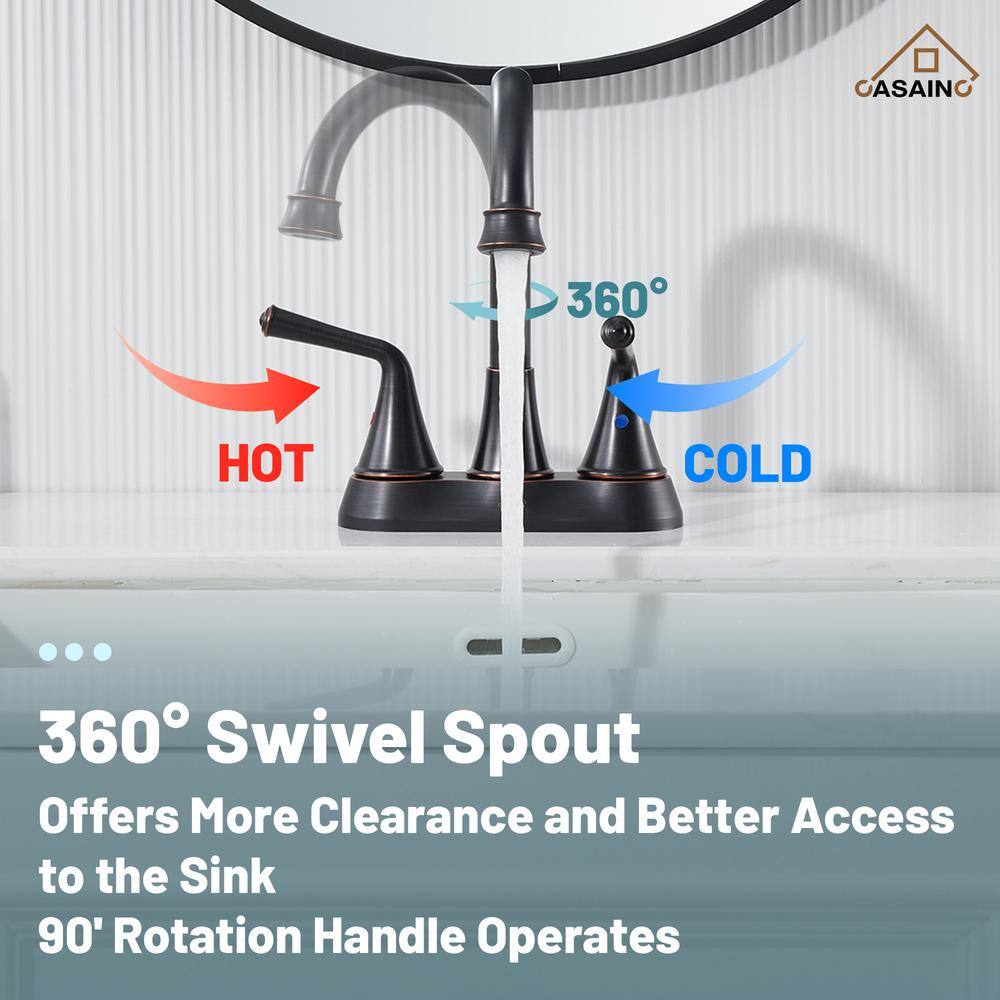 Oil Rubbed Bronze 4-Inch 2-Handle Stainless Steel Bathroom Faucet