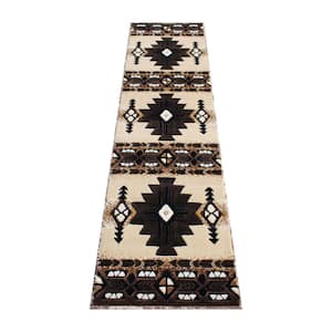 Brown 2 ft. x 7 ft. Rectangle Native American Area Rug