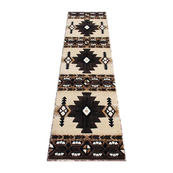 Carnegy Avenue Brown 2 ft. x 7 ft. Rectangle Native American Area Rug