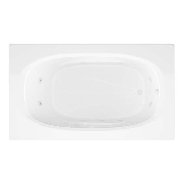 Tigers Eye Series 65 in. x 42 in. Rectangular Whirlpool Bathtub with Left Drain and V-Style Back Jets in Glossy White