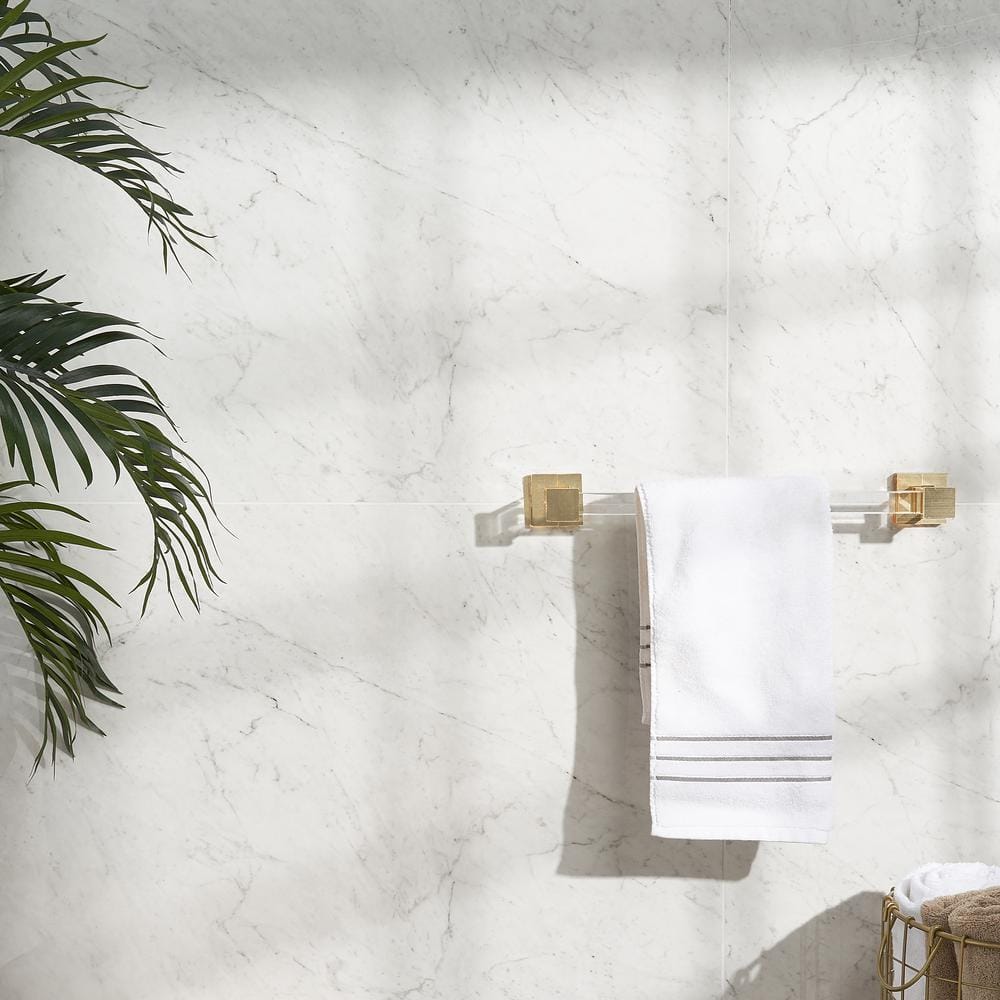 Saroshi 24" x 48" Polished White Marble Look Porcelain Tile