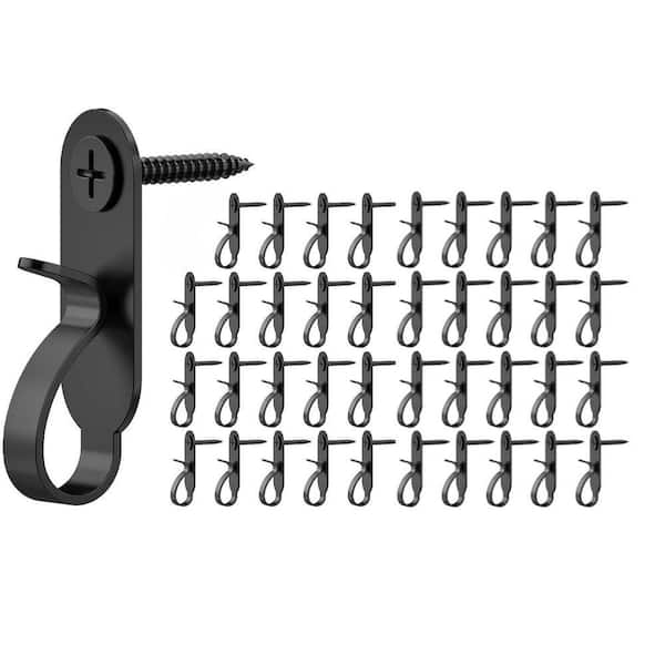 Outdoor Stainless Steel String Lights Hanger Hooks, Black (40-Pack)