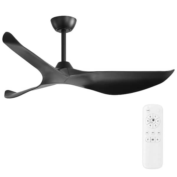 38 in., Black Indoor Downrod Mount Ceiling Fan with Remote Control and DC Motor for Living Room