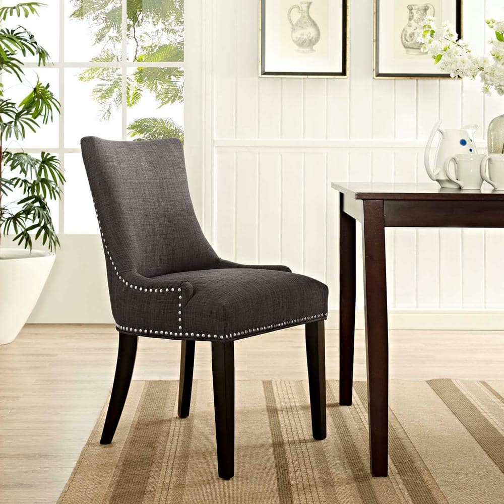 Regal Hourglass Brown Leather Parsons Side Chair with Nailhead Trim