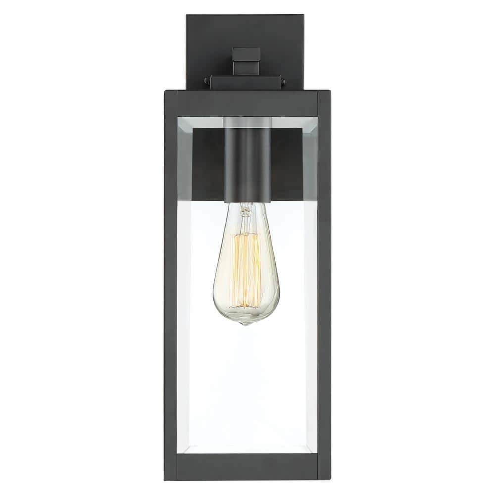 17" Black and Bronze Dimmable Outdoor Lantern Sconce