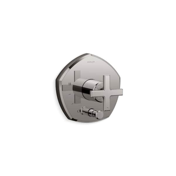 KOHLER Occasion Rite-Temp Valve Trim With Push-Button Diverter And Cross Handle in Vibrant Titanium