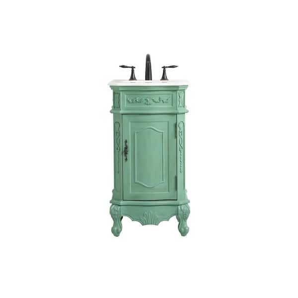 Unbranded Simply Living 19 in. W x 19 in. D x 36 in. H Bath Vanity in Vintage Mint with Ivory White Engineered Marble