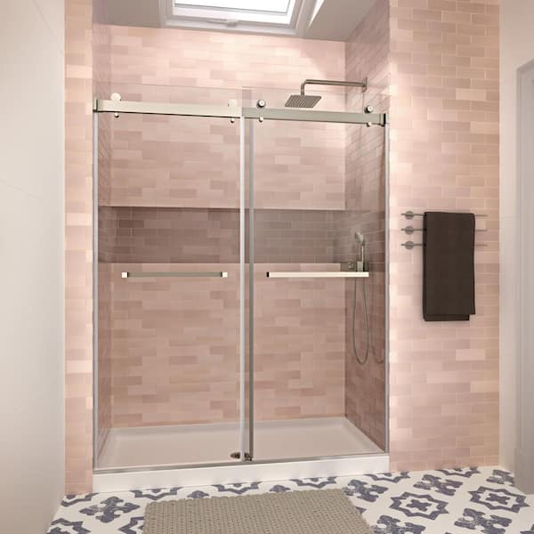 Streamline Trasimeno 60 in. W x 74 in. H Sliding Shower Door, CrystalTech Treated 5/16 in. Tempered Clear Glass, Chrome Hardware