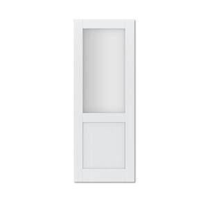 30 in. x 80 in. Solid MDF Core 1/2 Frosted Glass, Manufactured Wood Primed White Interior Door Slab for Pocket Door
