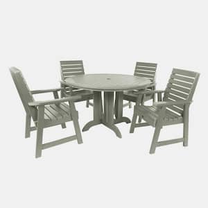 Weatherly Eucalyptus 5-Piece Recycled Plastic Round Outdoor Dining Set