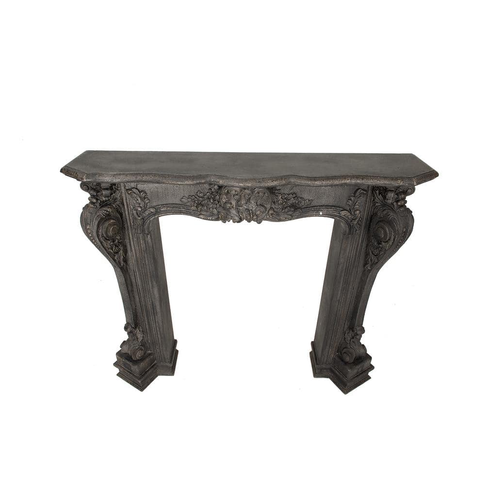 Ornate Black Wood Wall-Mounted Decorative Fireplace Mantel